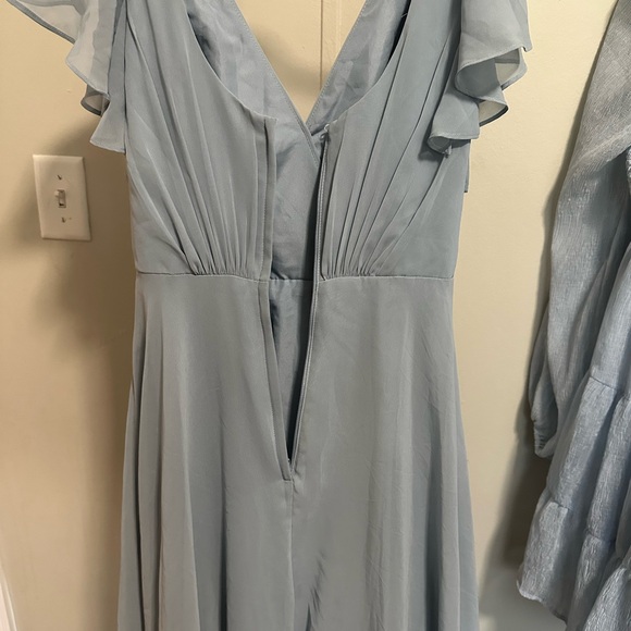 David’s Bridal Dusty Blue DayDream Dress with Flutter Sleeve Full Skirt size 0 - Picture 11 of 14